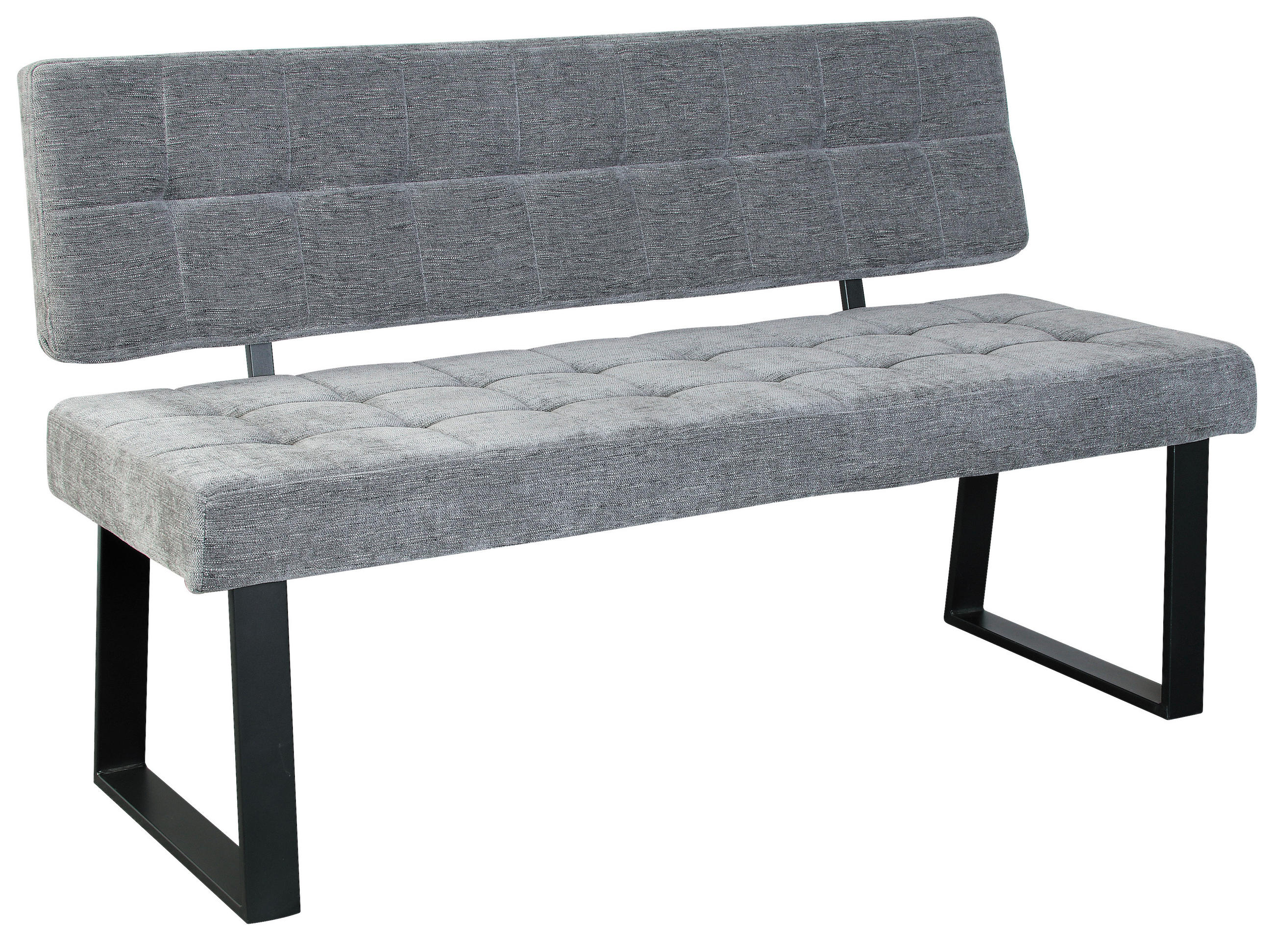 SITZBANK 140/85/56 cm Webstoff Hellgrau  - Hellgrau/Schwarz, MODERN, Textil/Metall (140/85/56cm) - MID.YOU
