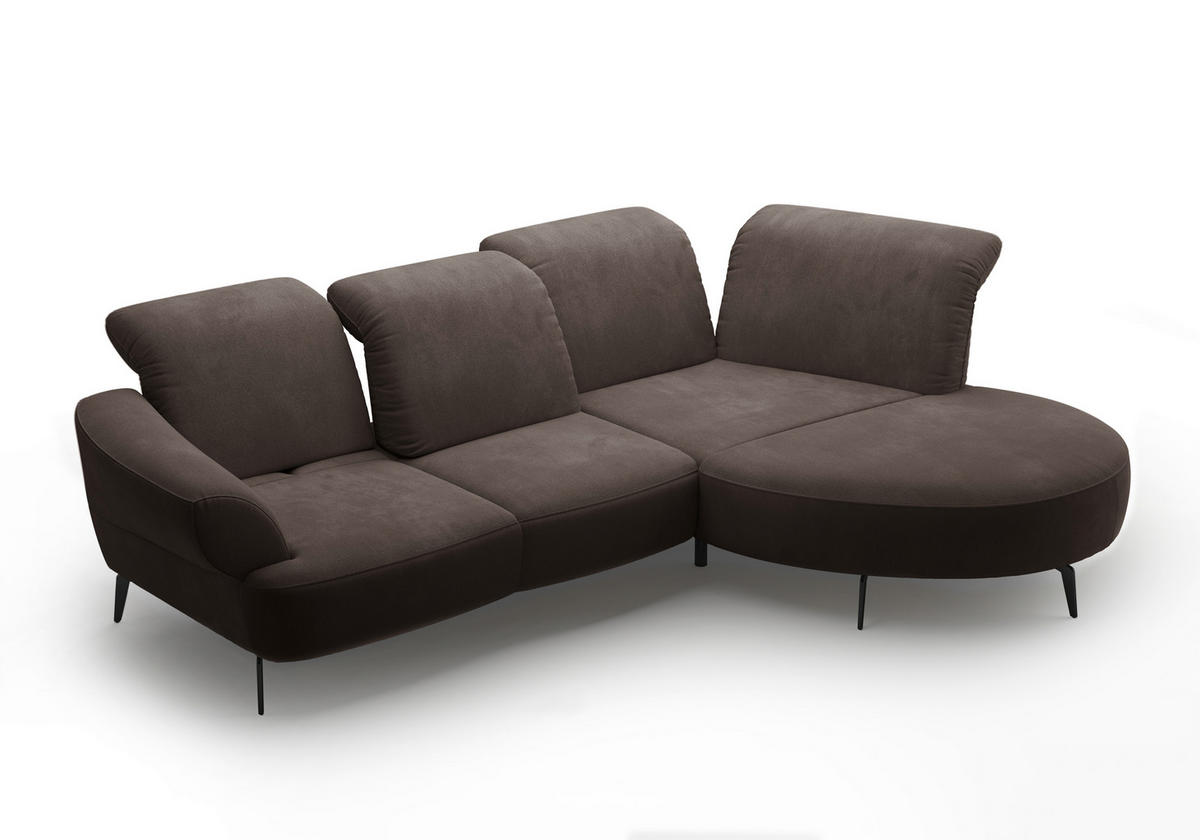 ECKSOFA in Flachgewebe Graphitfarben  - Schwarz/Graphitfarben, Modern, Textil/Metall (313/208cm) - Sit & More