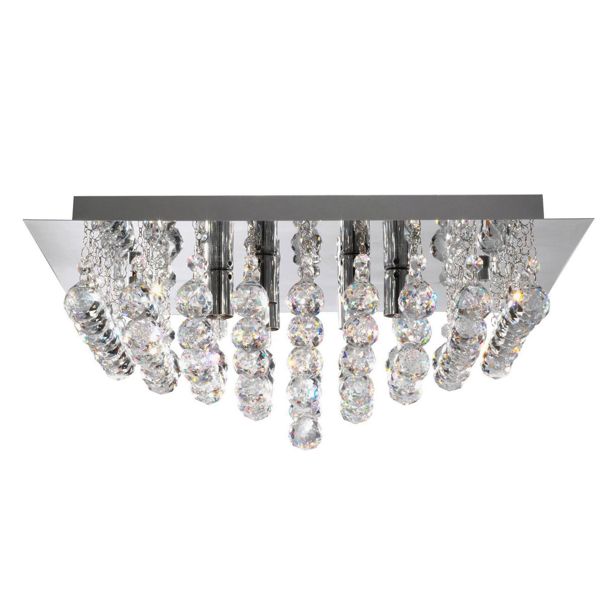 STROPNA SVETILKA Hanna 45/45/19 cm   - srebrne barve/prozorno, Design, kovina/steklo (45/45/19cm)