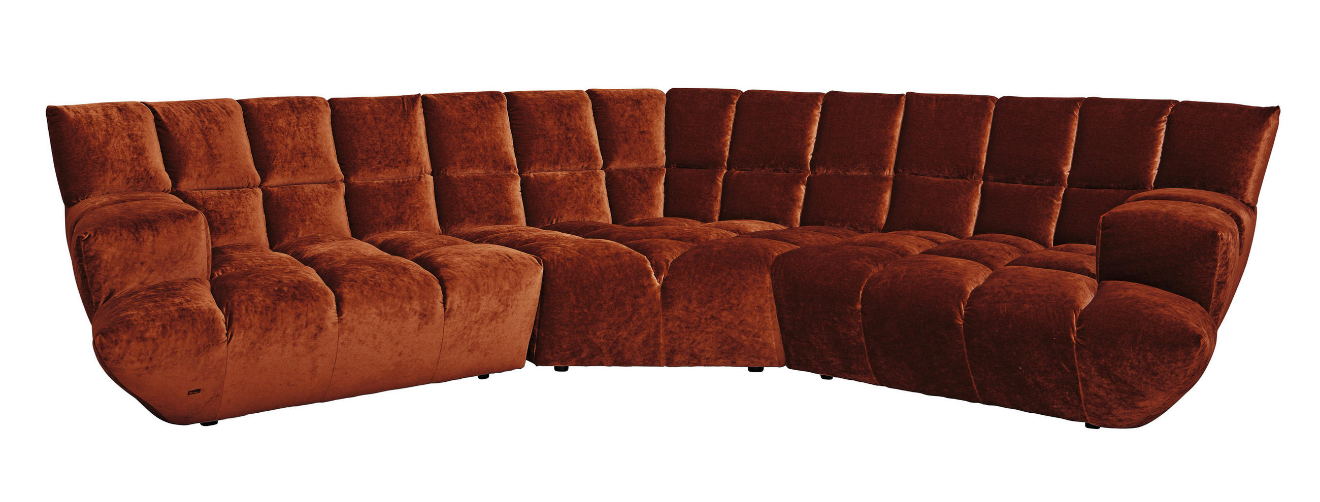 WOHNLANDSCHAFTOttomane rechts, L-Form  in Velours Orange  - Schwarz/Orange, Trend, Kunststoff/Textil (318/318cm) - Bretz