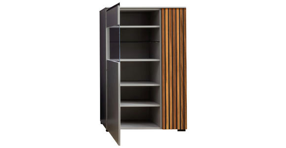 HIGHBOARD Nussbaumfarben, Schwarz, Greige 87/136/45 cm - Greige/Nussbaumfarben, Design, Glas/Holz (87/136/45cm) - Moderano