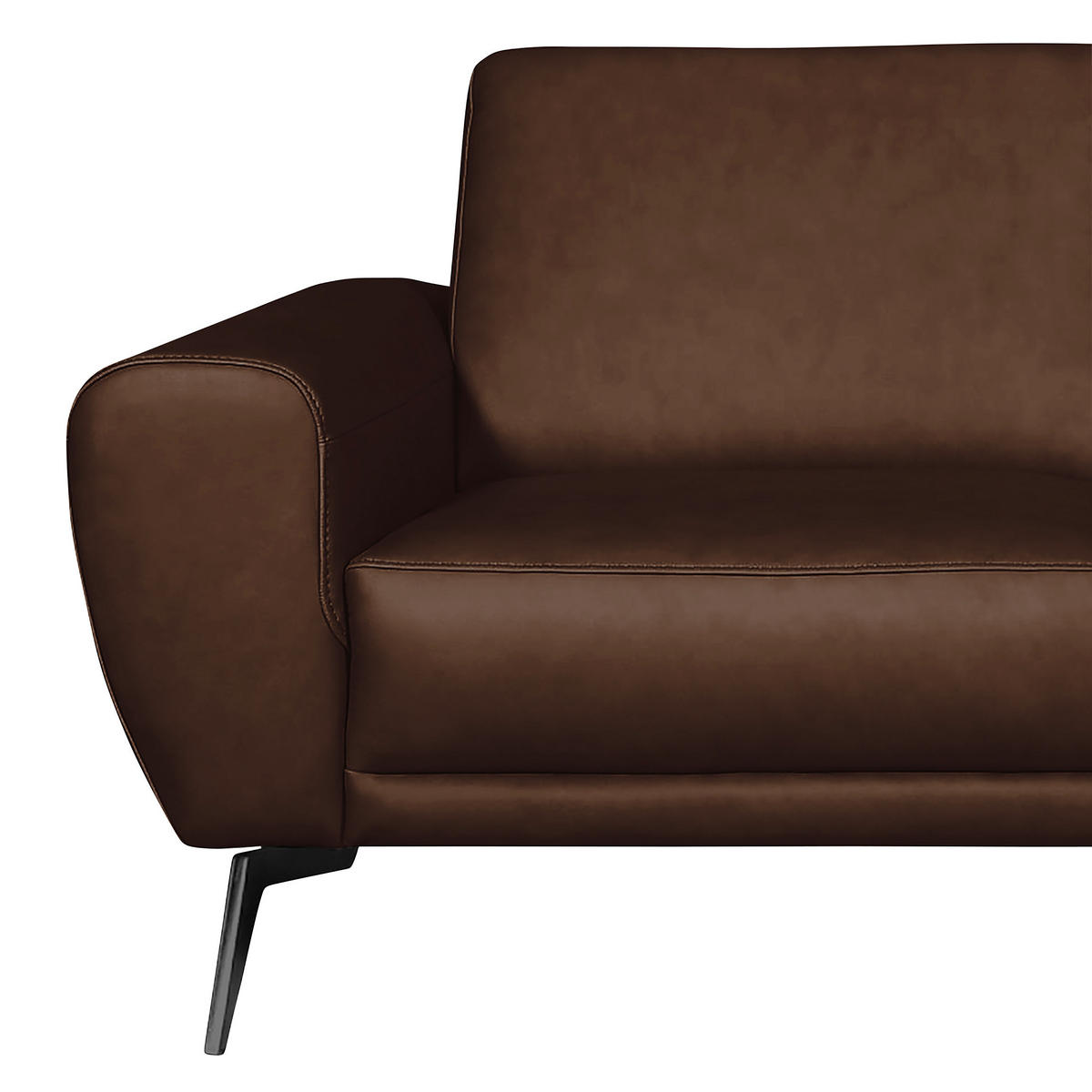 2-SITZER-SOFA in Echtleder Dunkelbraun  - Dunkelbraun/Schwarz, Design, Leder/Metall (177/85/92cm) - Livetastic