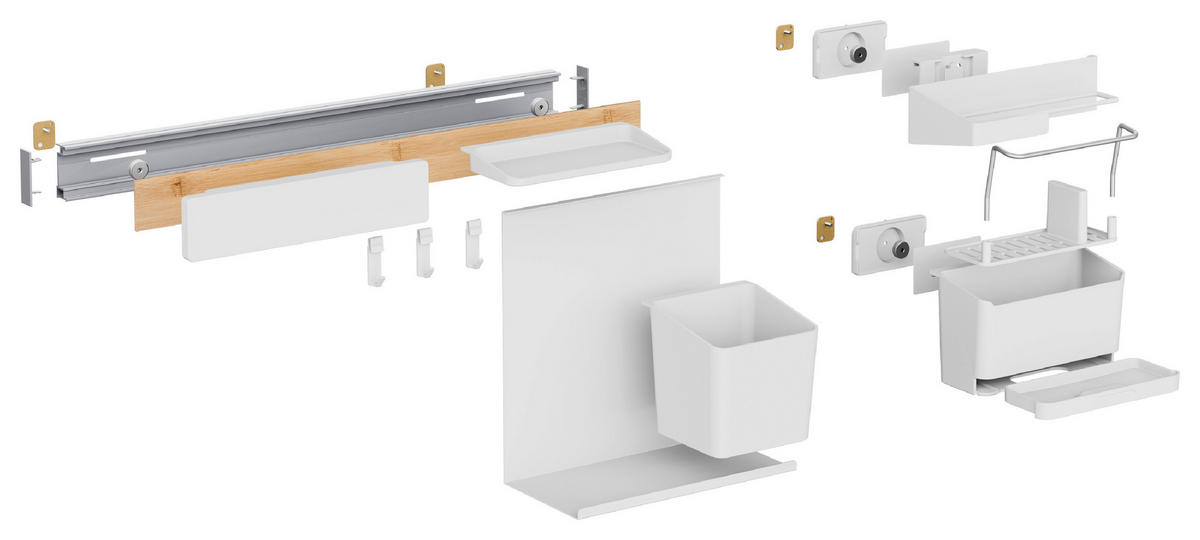 KÜCHEN-ORGANIZER-SET - Weiß, Basics, Holz/Kunststoff (60/34/14cm) - Tesa