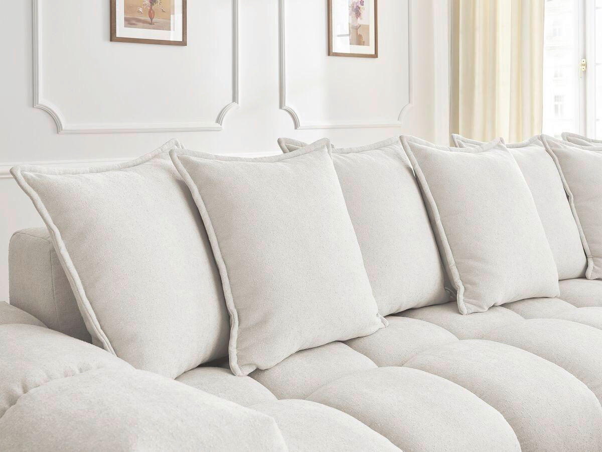 ECKSOFA Ottomane rechts  EVEREST Weiß Struktur  - Schwarz/Weiß, MODERN, Kunststoff/Textil (352/210cm) - Livetastic