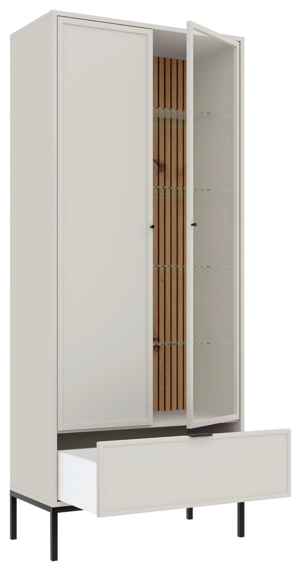 VITRINE  in Schwarz, Kaschmir  - Kaschmir/Schwarz, Design, Glas/Holzwerkstoff (76/115,5/40cm) - MID.YOU
