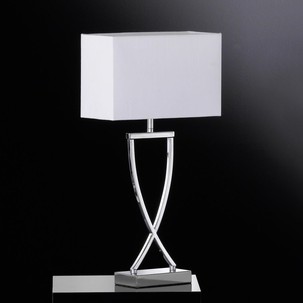 STOLNÍ LAMPA, E27, 27/12/51 cm - bílá/barvy chromu, Design, kov/plast (27/12/51cm) - Fischer & Honsel