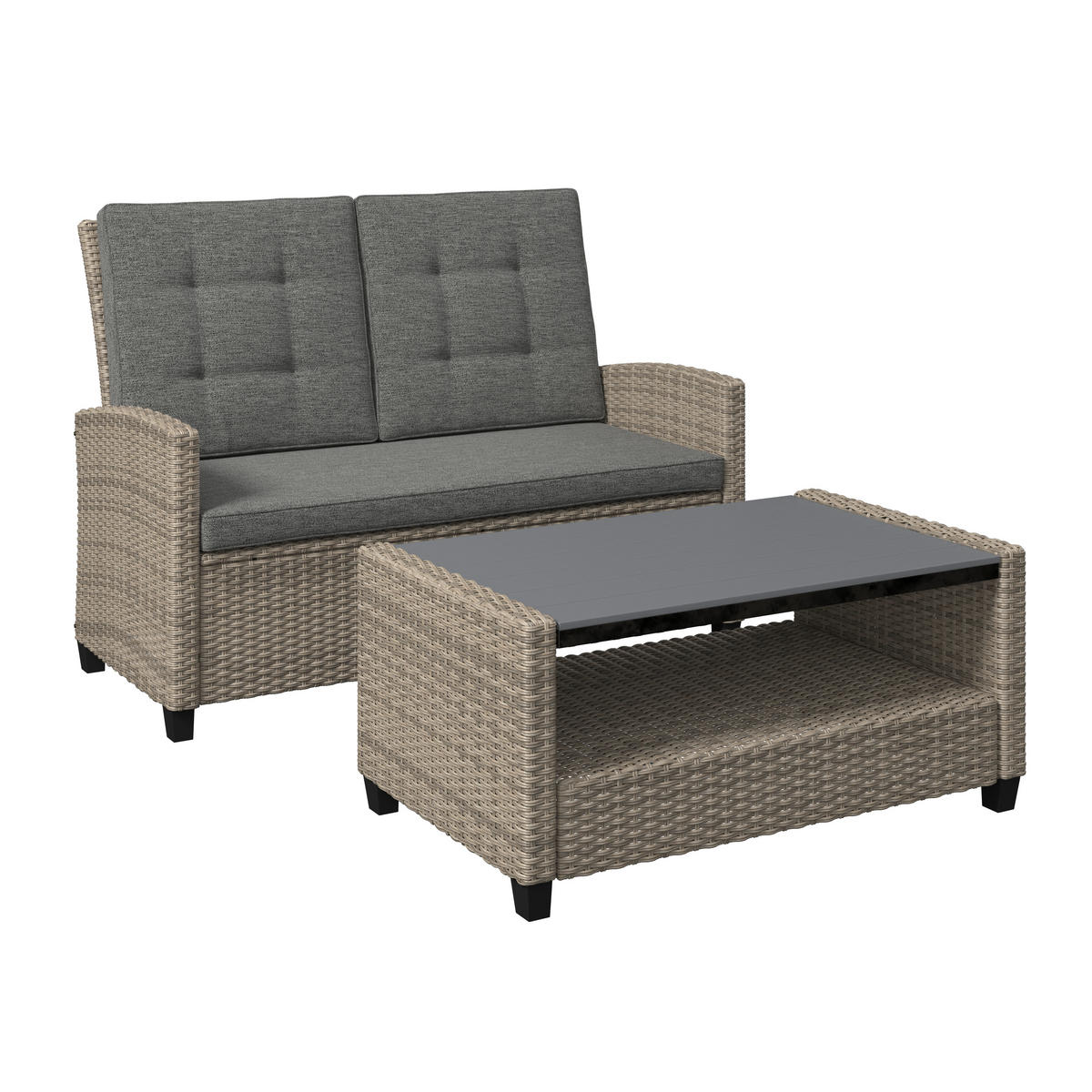 GARTENSET  - Grau, MODERN, Kunststoff/Textil (124/93/67cm) - Ambia Garden