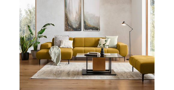 ECKSOFA in Chenille Currygelb 167/311 cm - Currygelb/Schwarz, Design, Textil/Metall (167/311cm) - Xora