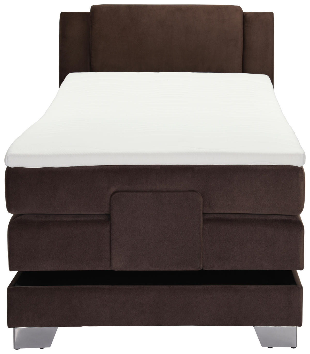 BOXSPRINGBETT 100/200 cm  in Dunkelbraun  - Dunkelbraun/Silberfarben, Konventionell, Kunststoff/Textil (100/200cm) - Esposa