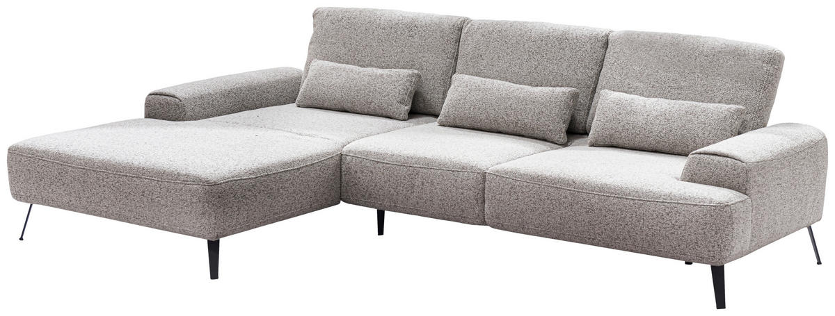 ECKSOFA in Flachgewebe Beige  - Beige/Schwarz, Design, Textil/Metall (178/305cm) - Livetastic