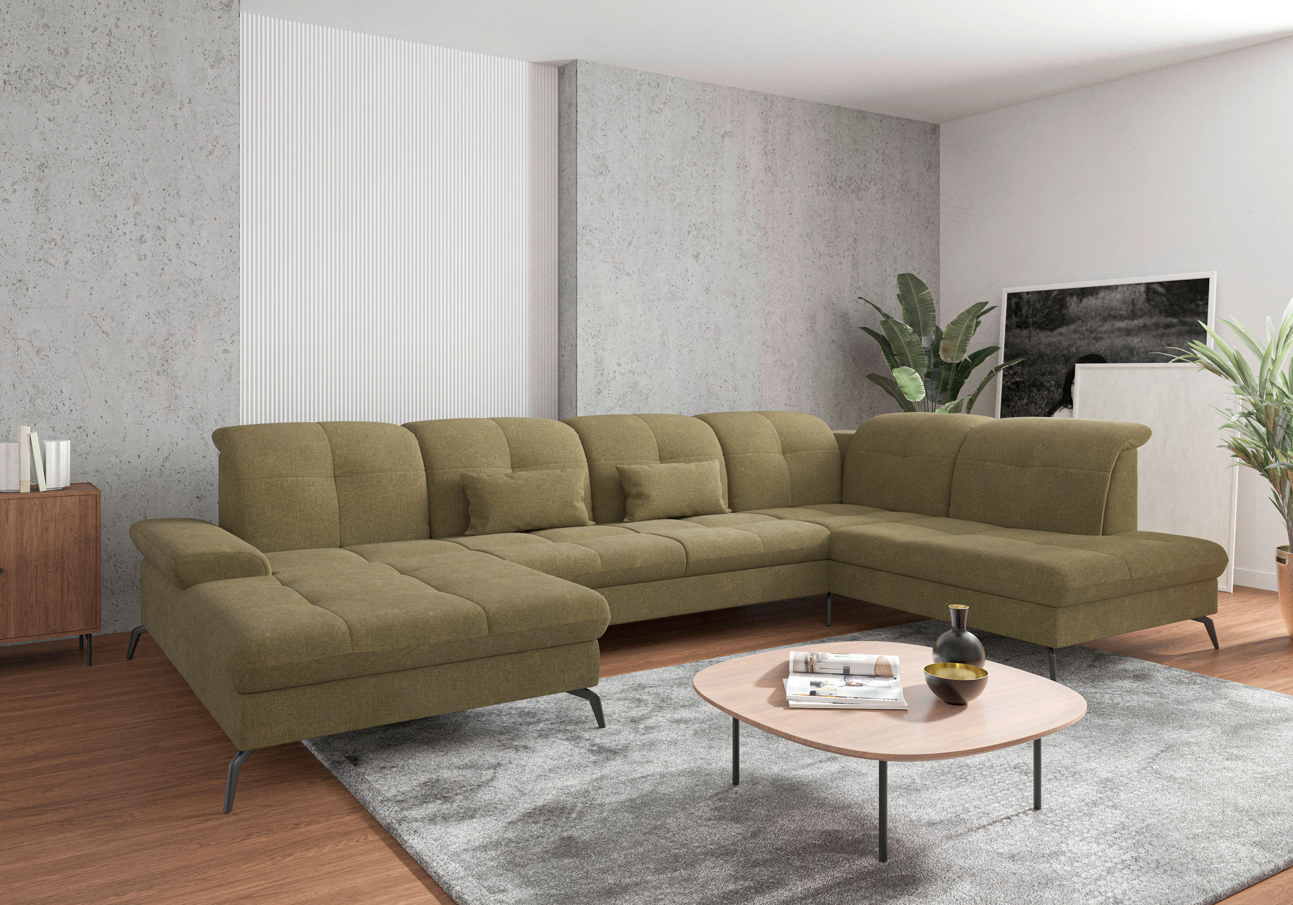 Sit & More SEDACÍ SOUPRAVA, textil, olivově zelená