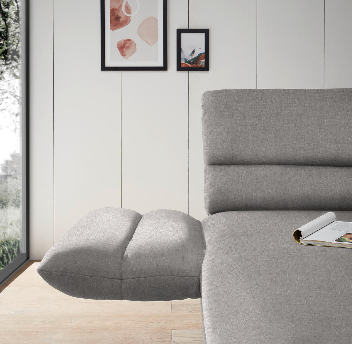 ECKSOFA Sandfarben Flachgewebe  - Sandfarben/Schwarz, Design, Textil/Metall (176-217/259-307cm) - Dieter Knoll