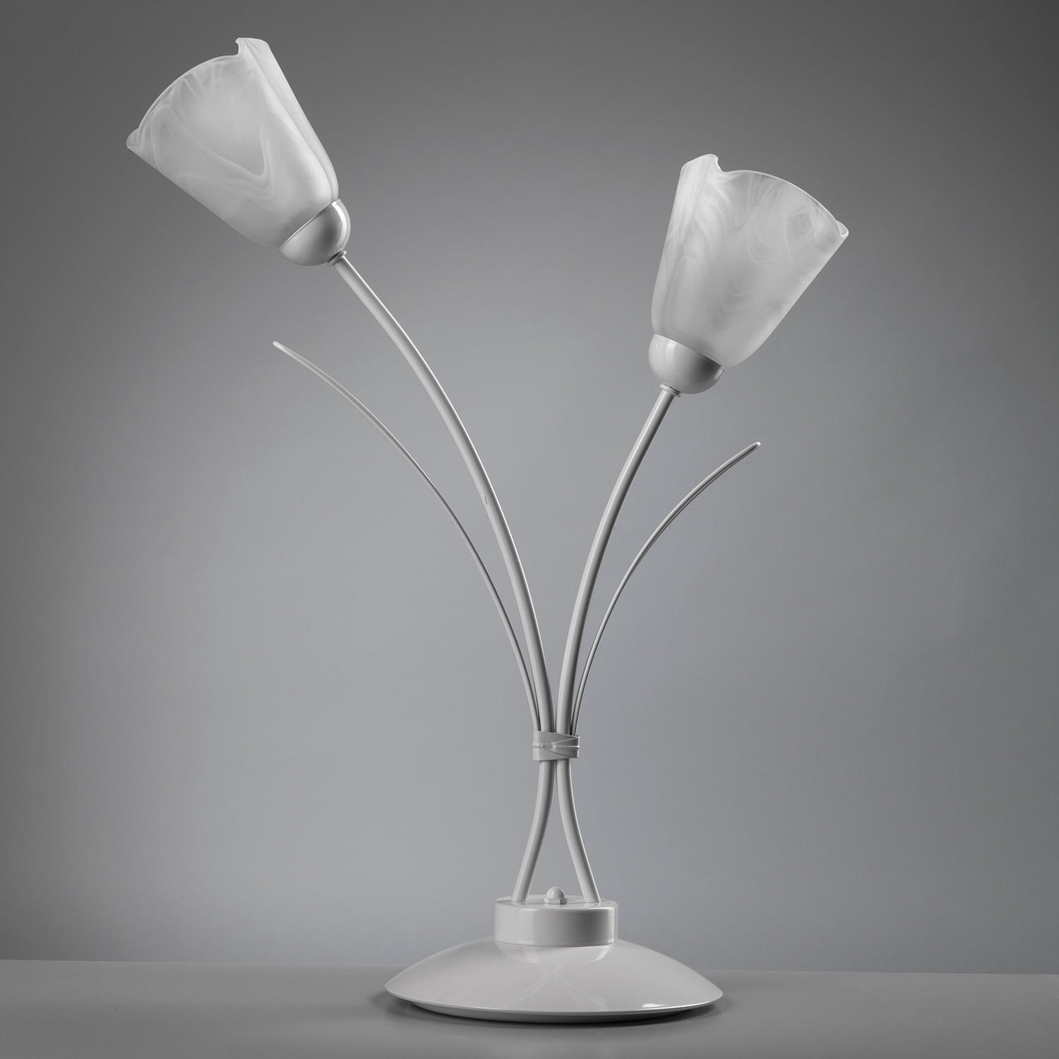 NACHTTISCHLEUCHTE 42/60 cm   - Weiß, KONVENTIONELL, Glas/Metall (42/60cm)