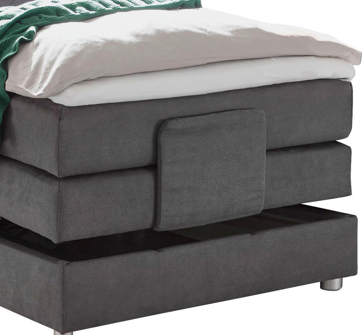 POSTEL BOXSPRING, 100/200 cm, šedá - šedá/barvy stříbra, Basics, kompozitní dřevo/textil (100/200cm) - MID.YOU