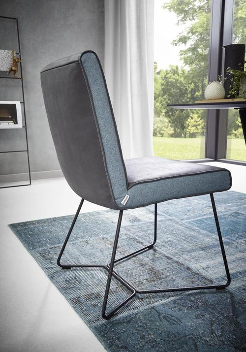 STUHL  in Stahl Flachgewebe Echtleder  - Türkis/Dunkelbraun, Design, Leder/Textil (64/93/65cm) - Ambiente