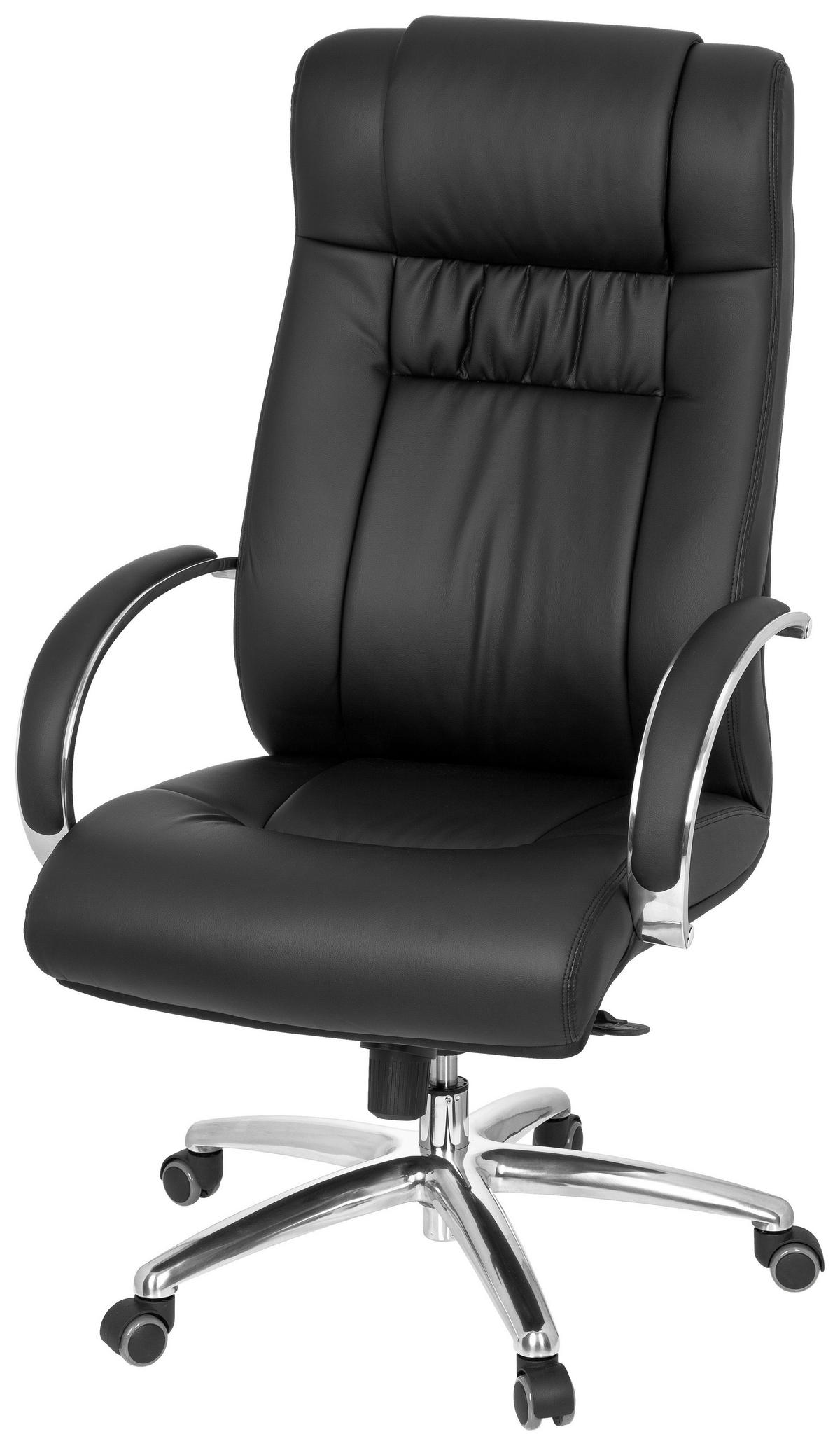 CHEFSESSEL  in Lederlook Schwarz  - Silberfarben/Schwarz, Basics, Kunststoff/Textil (60/131/49cm) - MID.YOU