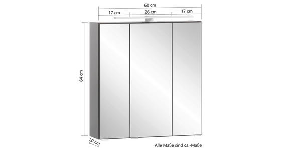 SPIEGELSCHRANK 60/64/20 cm  - Eiche Wotan/Alufarben, Natur, Glas/Holzwerkstoff (60/64/20cm) - Xora