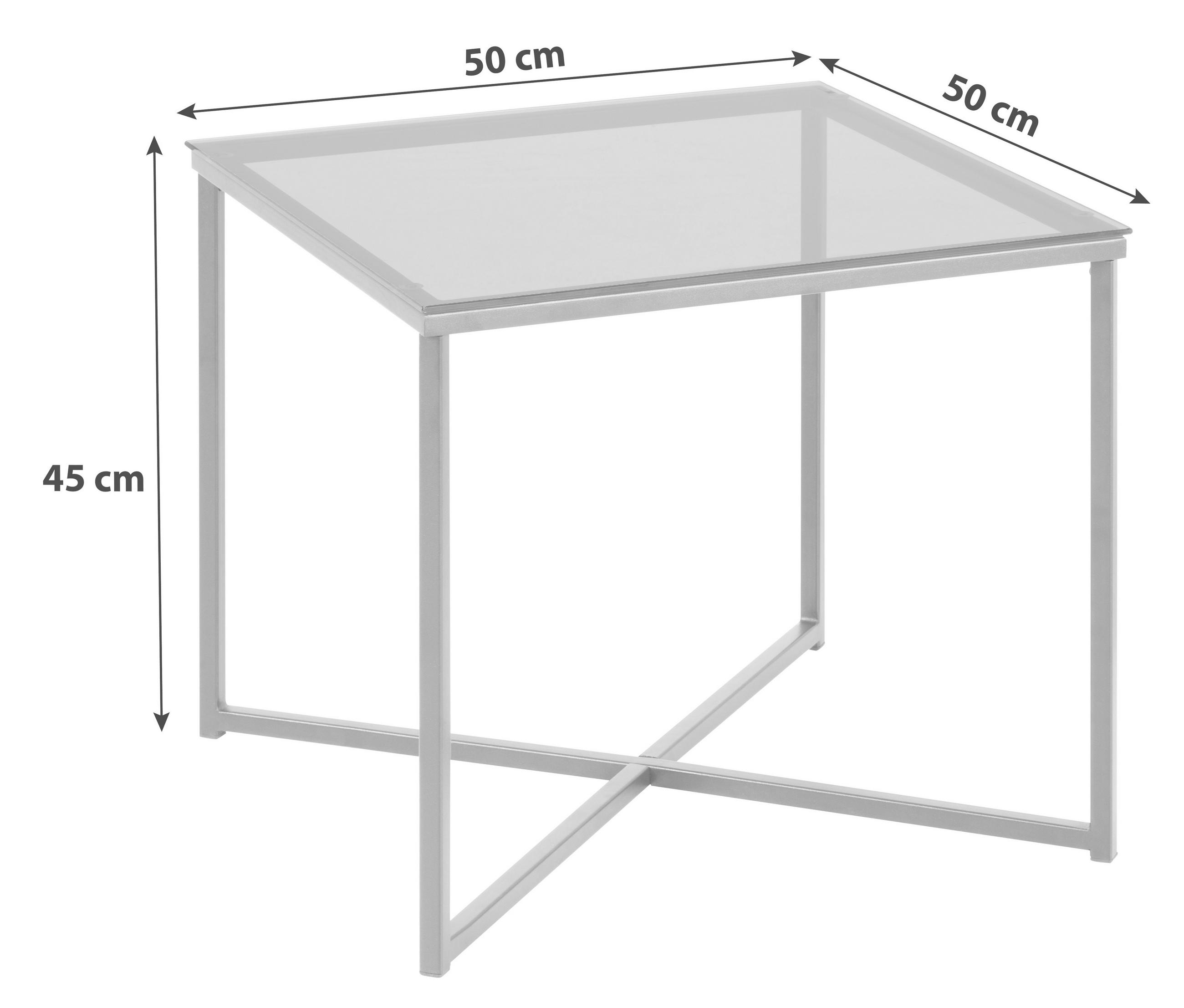 SIDOBORD i metall, glas 50/50/45 cm - klar/kromfärg, Basics, metall/glas (50/50/45cm) - MID.YOU