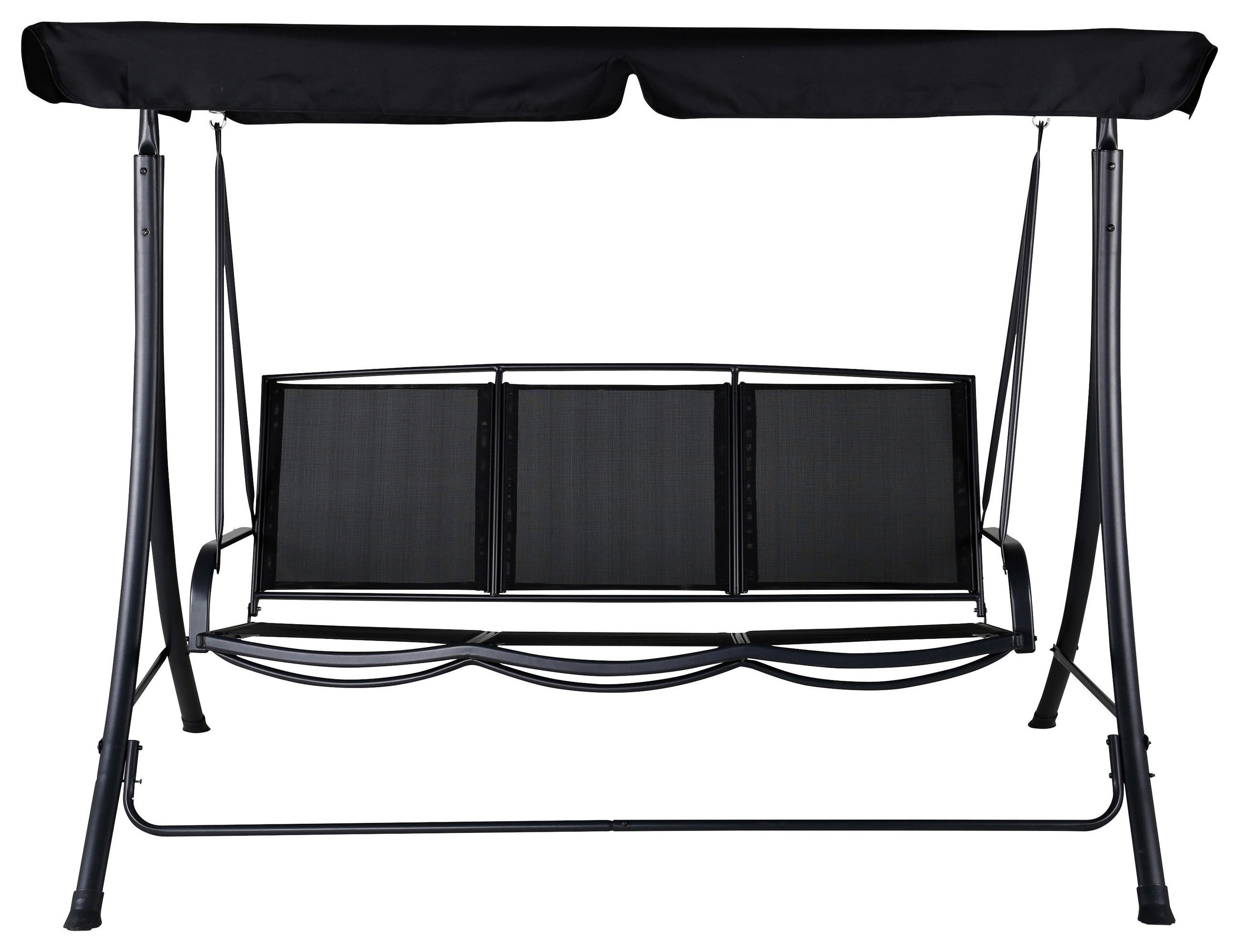 HOLLYWOODSCHAUKEL 203/160/122 cm  - Schwarz, KONVENTIONELL, Textil/Metall (203/160/122cm) - Gardenson
