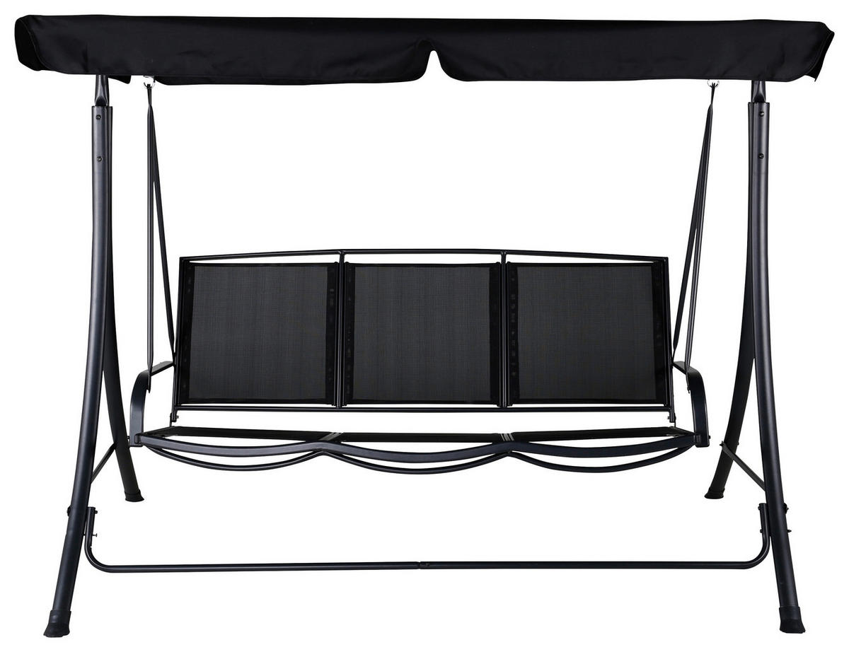 HOLLYWOODSCHAUKEL 203/160/122 cm  - Schwarz, KONVENTIONELL, Textil/Metall (203/160/122cm) - Gardenson