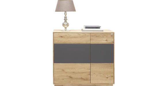 KOMMODE in 98/89/42 cm - Eichefarben/Anthrazit, Design, Glas/Holz (98/89/42cm) - Waldwelt