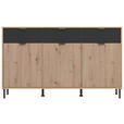 KOMMODE  in 157/92,5/40 cm  - Schwarz/Eiche Artisan, Basics, Holzwerkstoff/Metall (157/92,5/40cm) - Carryhome