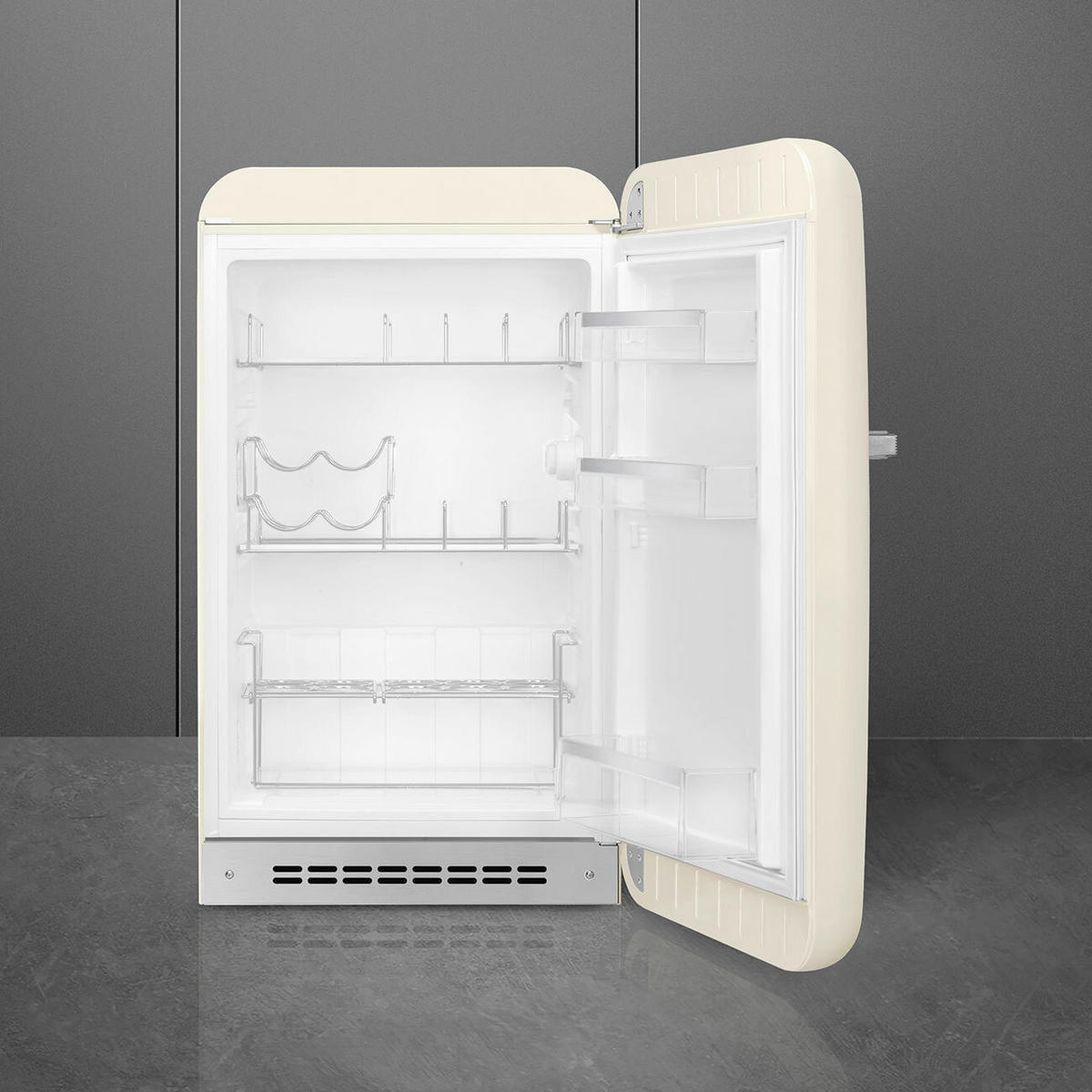 KÜHLSCHRANK 54.5/97/70.1 cm  - Chromfarben/Creme, Basics, Glas/Metall (54.5/97/70.1cm) - SMEG