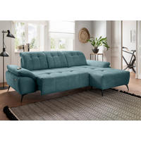 ECKSOFA FIORE in Cord Petrol Kopfteilverstellung, Sitzvorzug  280/180 cm  - Petrol/Schwarz, MODERN, Textil/Metall (280/180cm) - Livetastic