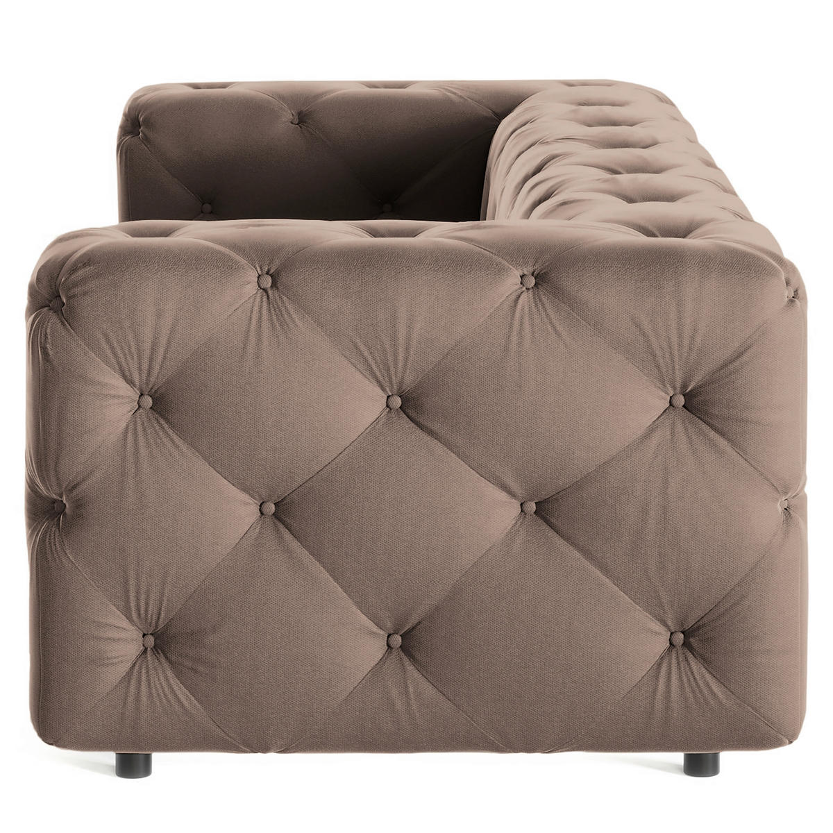 3-SITZER-SOFA Samt Braun  - Schwarz/Braun, Design, Kunststoff/Textil (230/71/100cm) - P & B