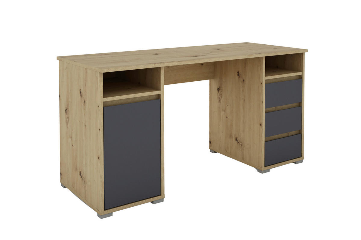 SCHREIBTISCH  in verschiedenen Holz-Dekoren erhältlich  - Eiche Artisan, MODERN, Holzwerkstoff (138/55/75cm) - MID.YOU