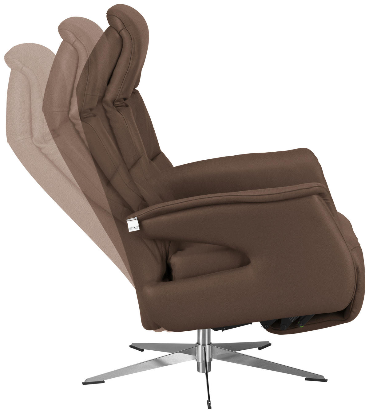 RELAXSESSEL in Leder Hellbraun  - Chromfarben/Hellbraun, Design, Leder/Metall (74/108/86cm) - Welnova