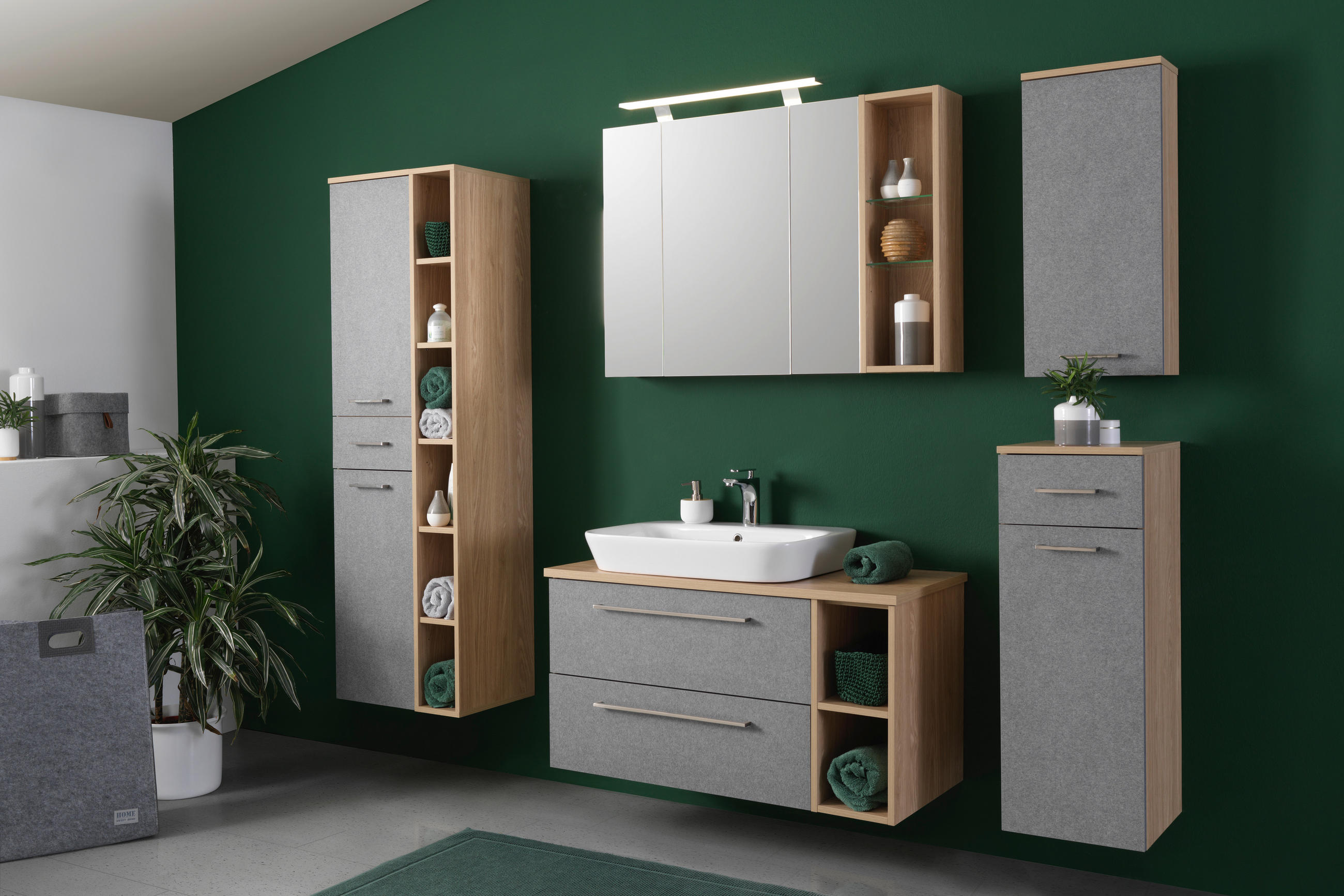 WASCHTISCHKOMBI 102,3 cm  - Eichefarben/Weiß, Basics, Keramik/Holzwerkstoff (102,3cm) - Stylife