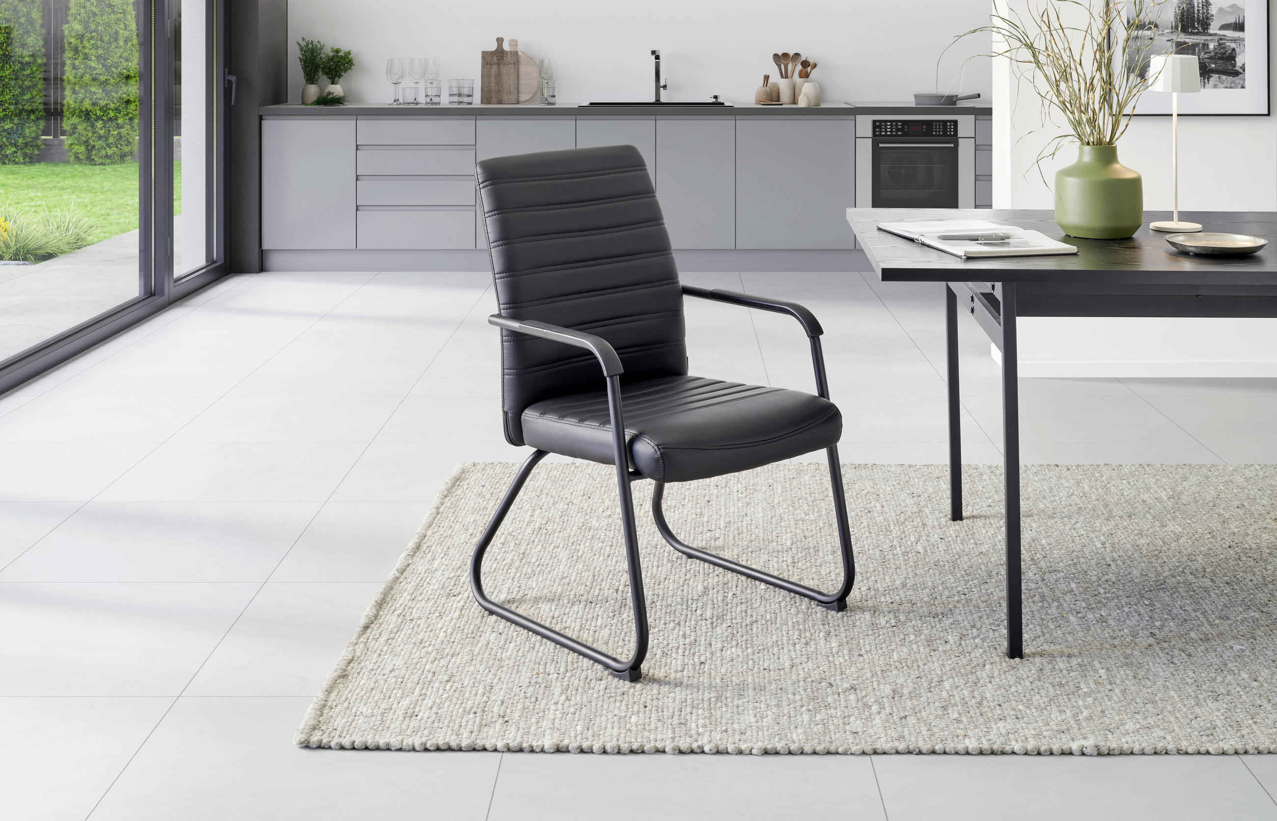 BESUCHERSTUHL Schwarz  - Schwarz, LIFESTYLE, Holz/Kunststoff (55/92/64cm) - Livetastic
