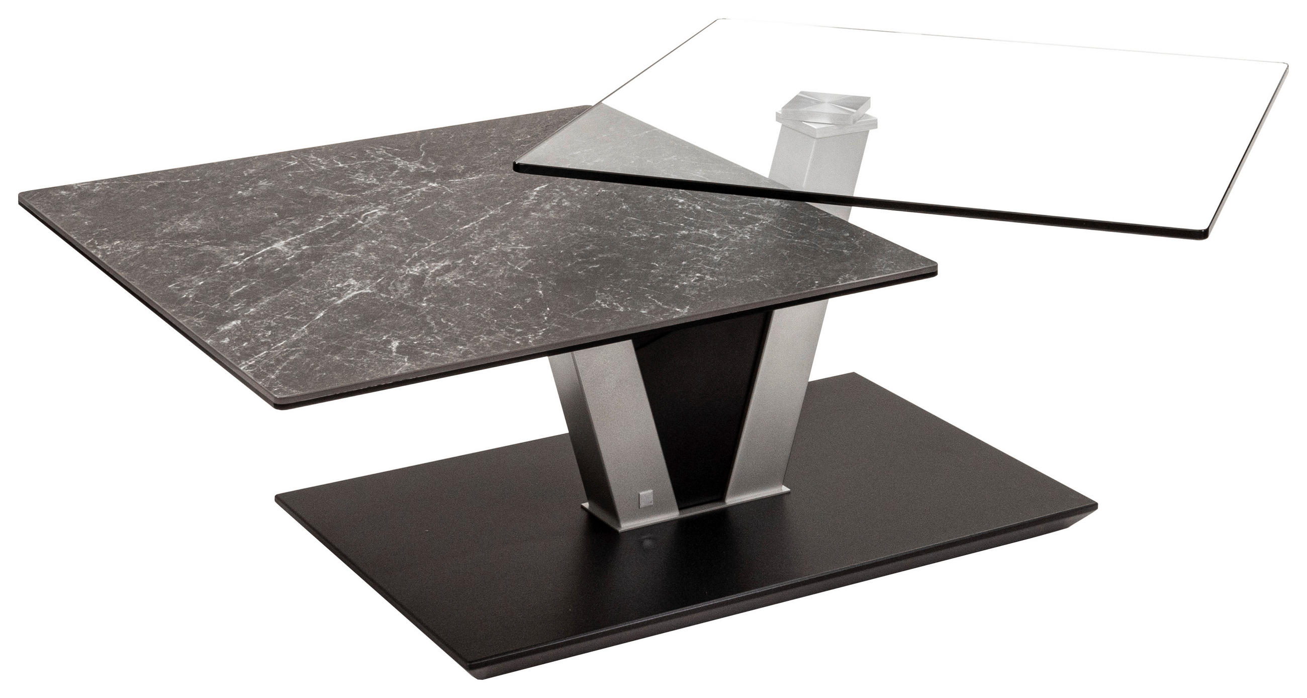 COUCHTISCH in Glas, Keramik 118/65/36-43 cm  - Anthrazit/Silberfarben, Design, Glas/Keramik (118/65/36-43cm) - Venda