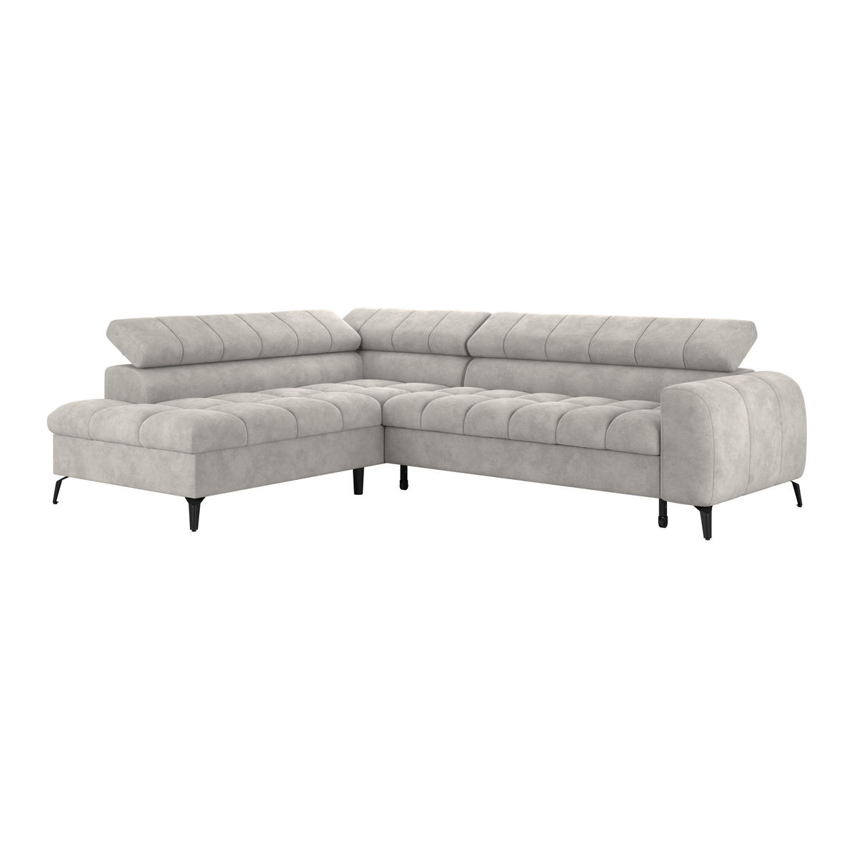 ECKSOFA VOLF Hellgrau Flachgewebe  - Hellgrau/Schwarz, Trend, Kunststoff/Textil (203/261cm) - Livetastic