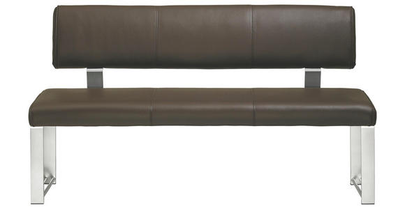 SITZBANK in Braun, Edelstahlfarben - Edelstahlfarben/Braun, Design, Leder/Metall (140cm) - Dieter Knoll