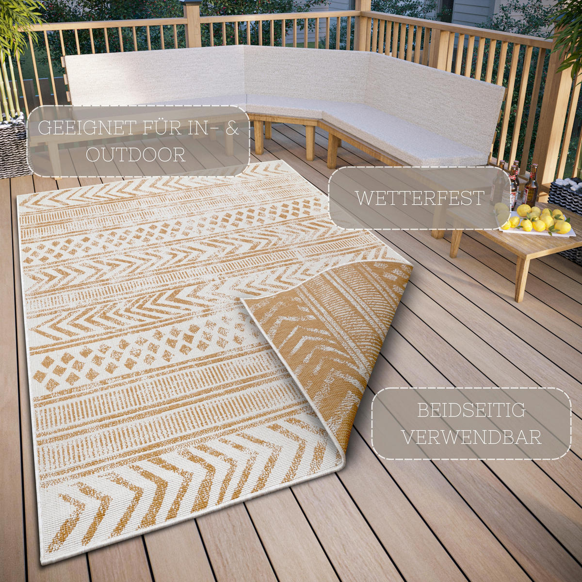 OUTDOORTEPPICH 120/170 cm Twin Supreme Creme, Honig  - Creme/Honig, Design, Kunststoff (120/170cm)