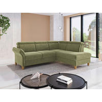 ECKSOFA GLENDALE E Hellgrün Flachgewebe  - Eichefarben/Hellgrün, KONVENTIONELL, Holz/Textil (247/193cm) - Sit & More