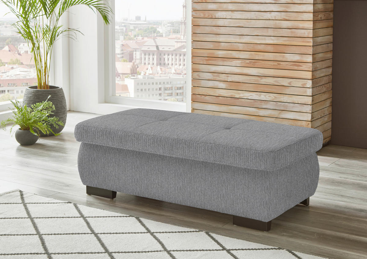 ECKSOFA in Flachgewebe Greige  - Greige/Schwarz, Design, Textil/Metall (297/174cm) - Beldomo Style