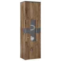 VITRINE  in Eichefarben - Eichefarben/Silberfarben, KONVENTIONELL, Glas/Holzwerkstoff (60/198/42cm) - MID.YOU