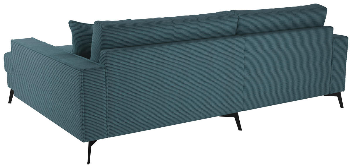 ECKSOFA TED Blau Cord Zierkissen  - Blau/Schwarz, Trend, Textil/Metall (228/174cm) - P & B