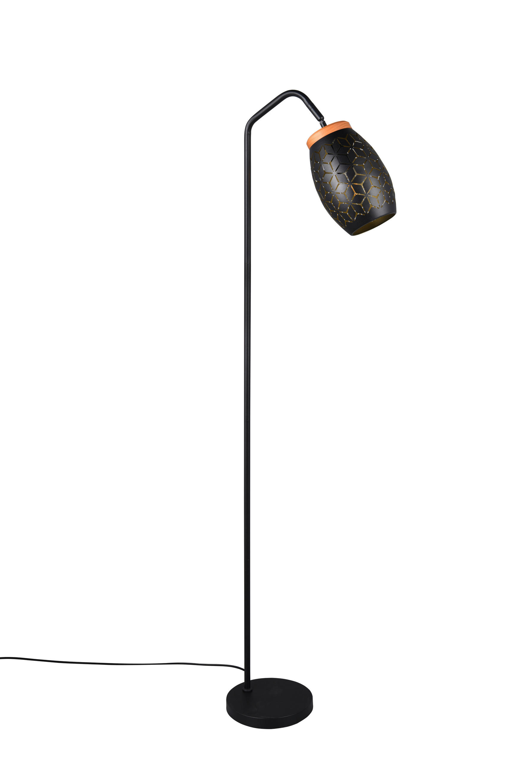 XXXLutz Stehleuchte Schwarz, Kiefer, Gold 147 cm