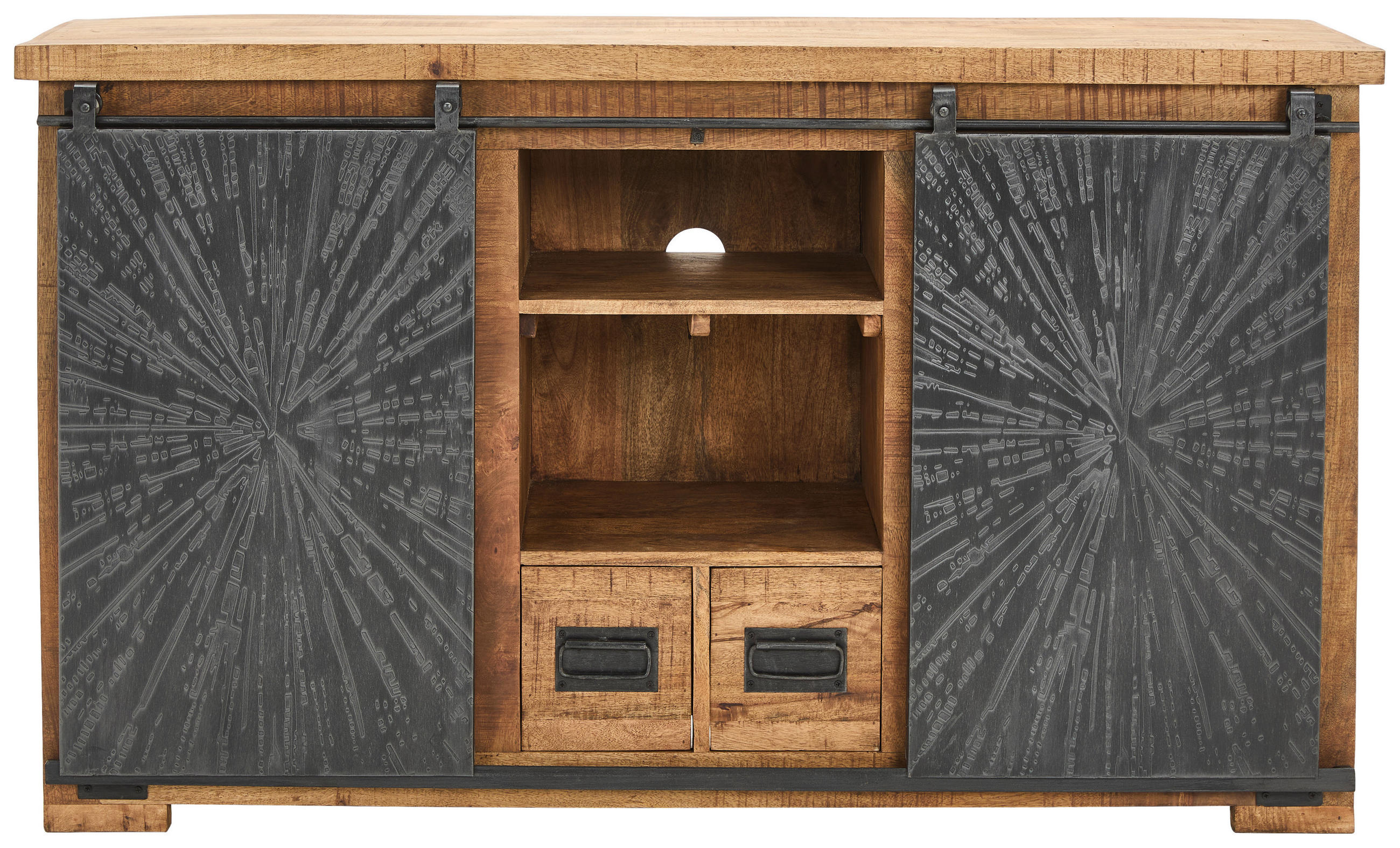 SIDEBOARD  in 145/85/40 cm  - Schwarz/Naturfarben, Design, Holz/Metall (145/85/40cm) - Ambia Home