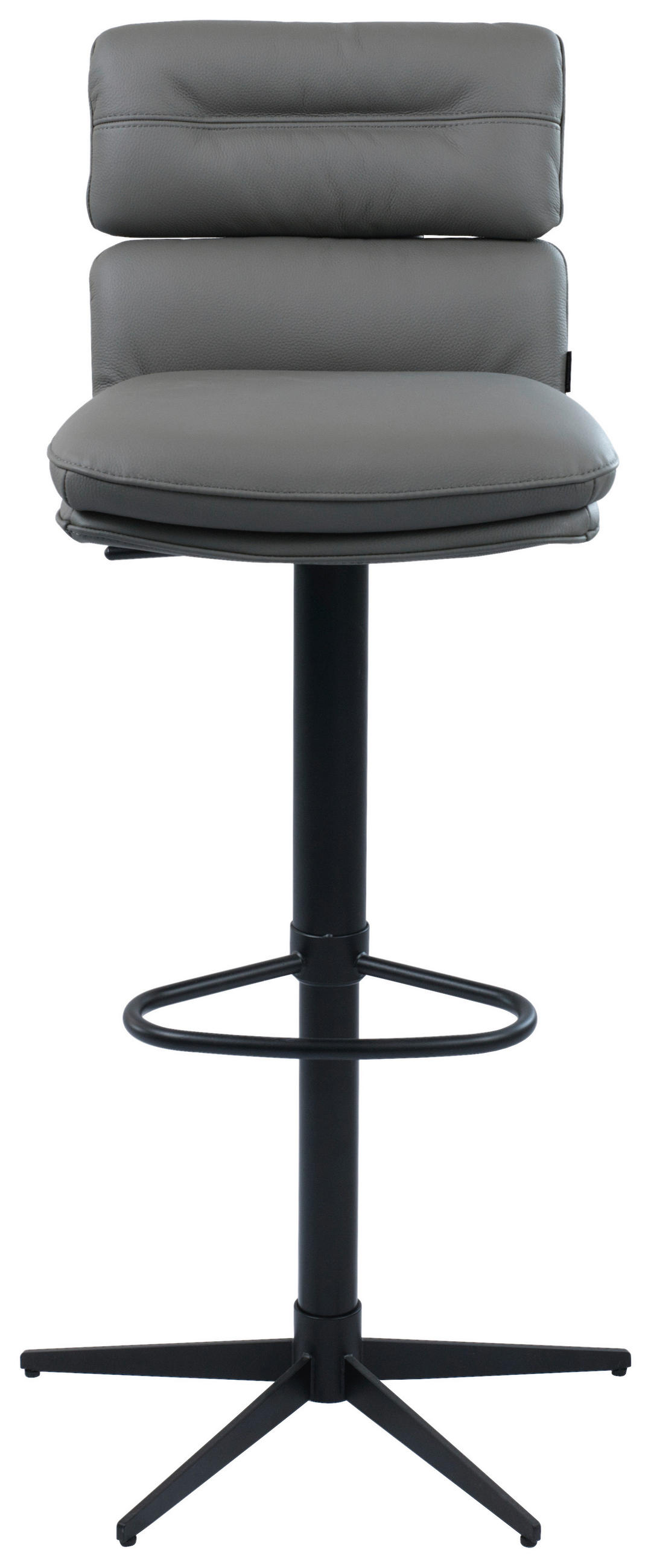 BARHOCKER Echtleder Schwarz, Dunkelgrau Eisen Lederauswahl, Stoffauswahl, Wippfunktion, Sitzfläche 360° drehbar  - Dunkelgrau/Schwarz, Design, Leder/Metall (42/99-117/50cm) - Dieter Knoll