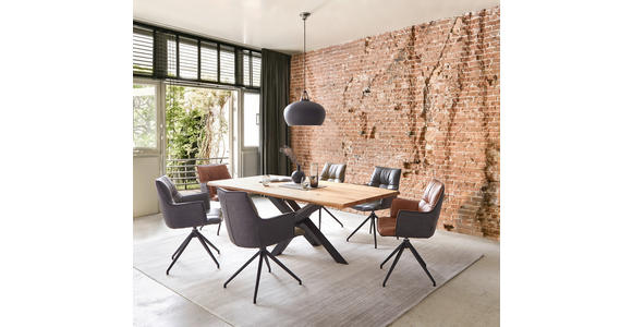 ESSTISCH Schwarz, Eichefarben rechteckig  in verschiedenen Größen erhältlich  - Eichefarben/Schwarz, LIFESTYLE, Holz/Metall (220/100/75cm) - Linea Natura