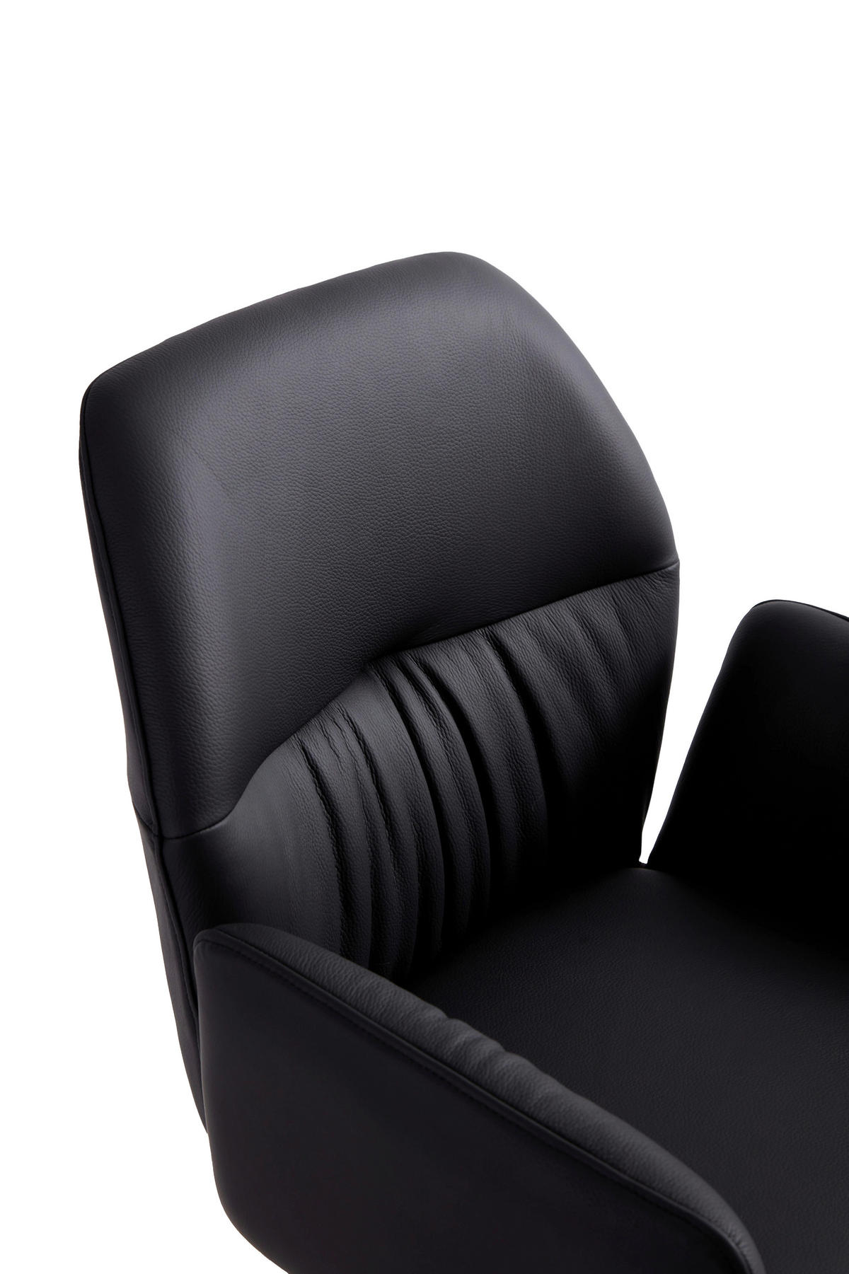 ARMLEHNSTUHL  Sitzfläche 360° drehbar, automatische Rückholfunktion  Echtleder  - Schwarz, Design, Leder/Metall (62/89/63cm) - Dieter Knoll