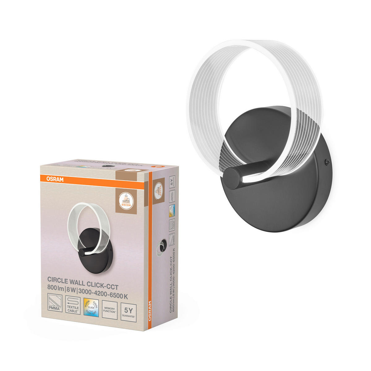 LED-WANDLEUCHTE 16/9.5/22.5 cm   - Schwarz, Design, Kunststoff (16/9.5/22.5cm) - Osram
