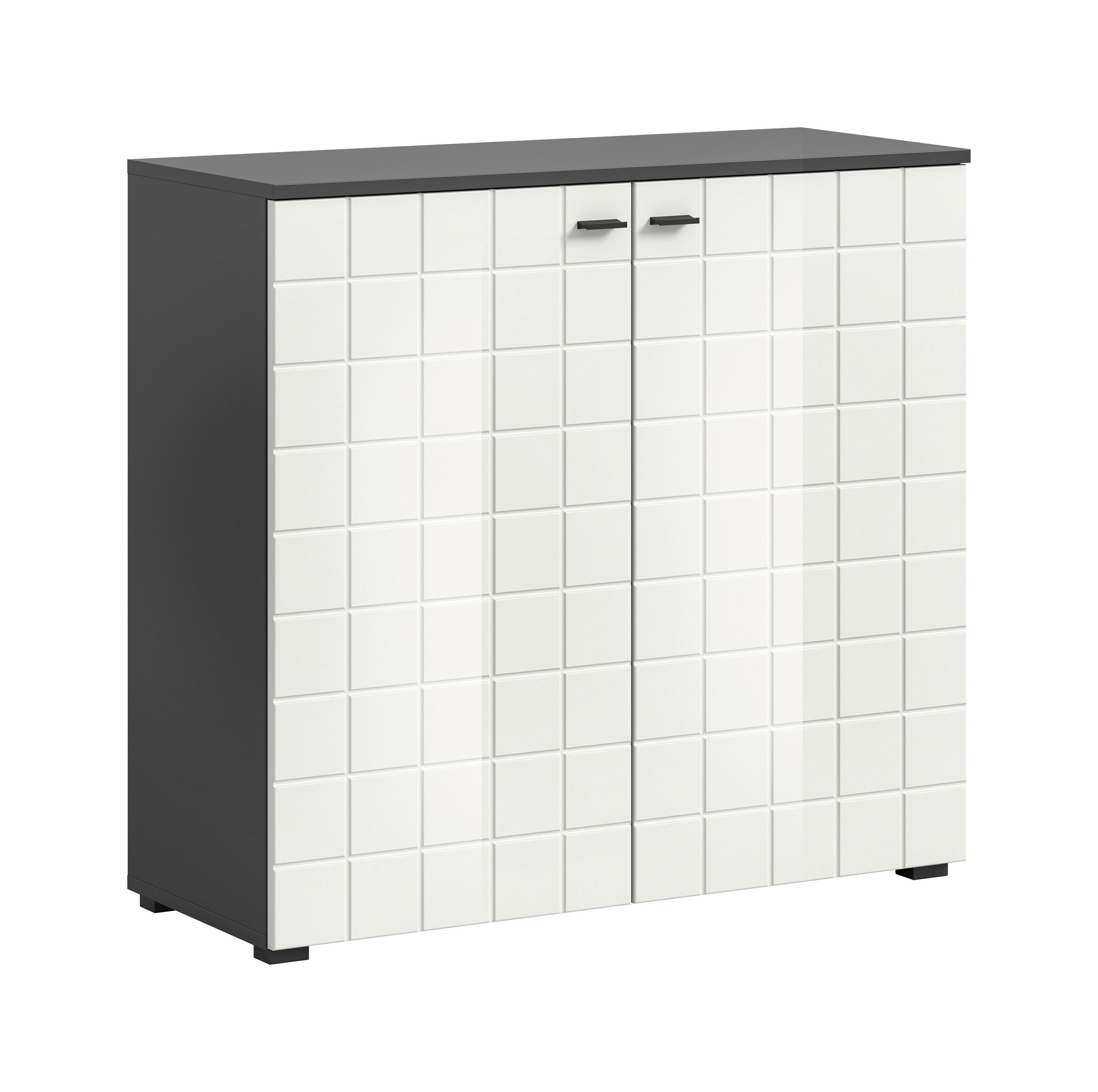 KOMMODE 92/87/37 cm  in Anthrazit, Weiss Hochglanz  - Weiss Hochglanz/Anthrazit, Design, Holzwerkstoff/Kunststoff (92/87/37cm) - MID.YOU