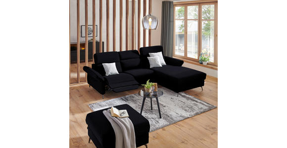 ECKSOFA in Echtleder Schwarz  - Schwarz, Natur, Leder/Metall (285/199cm) - Valnatura