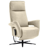 RELAXSESSEL in Leder Creme, Naturfarben  - Creme/Schwarz, Design, Leder/Metall (83/123/87cm) - Valdera